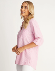 Millers Long Roll Sleeve Striped Linen Blend Shirt