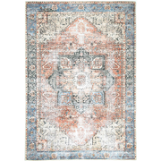 Distressed Vintage Cezanne Terracotta Sky Area in Multicolor Rug