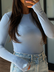 Essential Ribbed Long Sleeve | Baby Blue | +Plus Available | RESTOCK