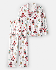 Adult Brown Santa Milk & Cookies Long-Sleeve Loose Fit - White