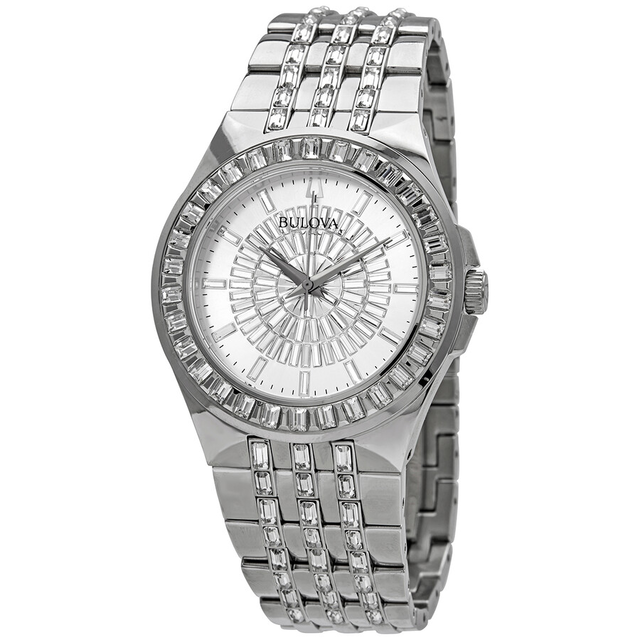 Bulova Phantom Quartz Crystal Silver Pave Dial Men's Watch 96A236