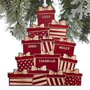 Christmas Presents Personalized Red Maple Wood Ornament