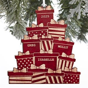 Christmas Presents Personalized Red Maple Wood Ornament