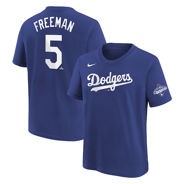 Youth Los Angeles Dodgers Freddie Freeman Nike Royal 2025 World Series Champions Name & Number T-Shirt