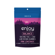 Live Rosin Microdose THC:CBD 1:1 100mg Gummies for Balance (Indica-Infused Pink Lemonade) - 10 mg each (5 mg Delta 9 THC + 5 mg of CBD) | 10 gummies