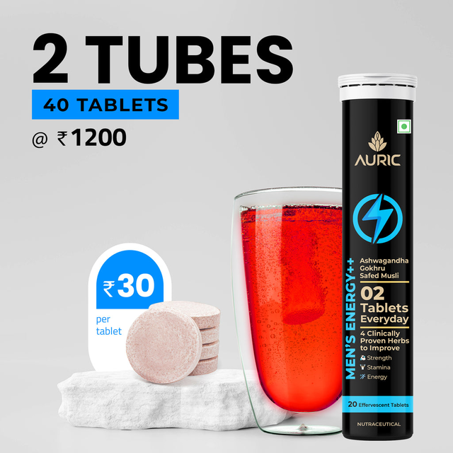 Men's Energy ++ Effervescent Tablets for Strength, Stamina and Performance - Drop Fizz & Drink