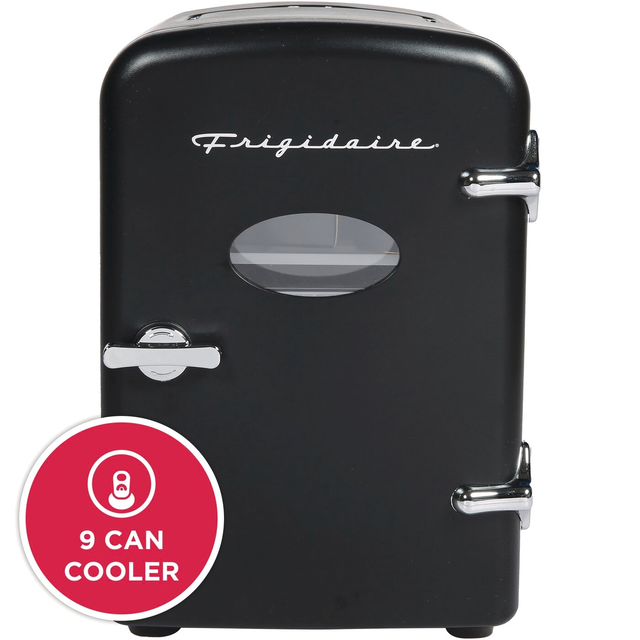 9-Can Retro Mini Fridge Cooler - Black