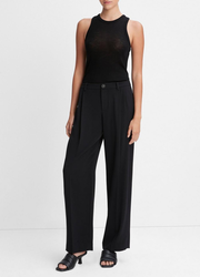 Drop-Waist Pleated Crepe Trouser