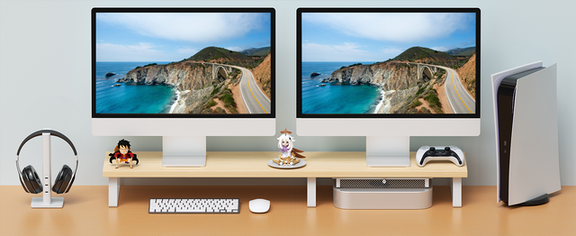 Fenge Length-adjustable Dual Monitor Stand with Drawer