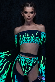 Neon Fire Dance Chaps Pants Set