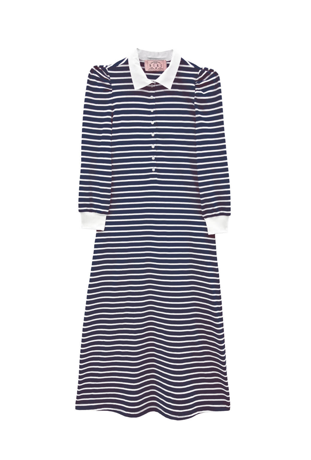 Rugby Dress Midi - Blue Stripe