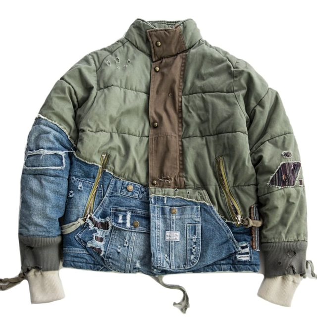 Hi-Street Patchwork Army Denim Jacket