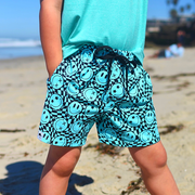 Smiley Teal Fusion Swim Shorts
