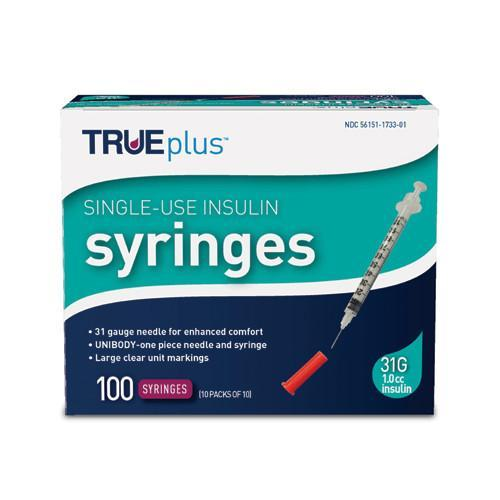 TRUEplus Insulin Syringes - 31G 1cc 5/16" - BX 100