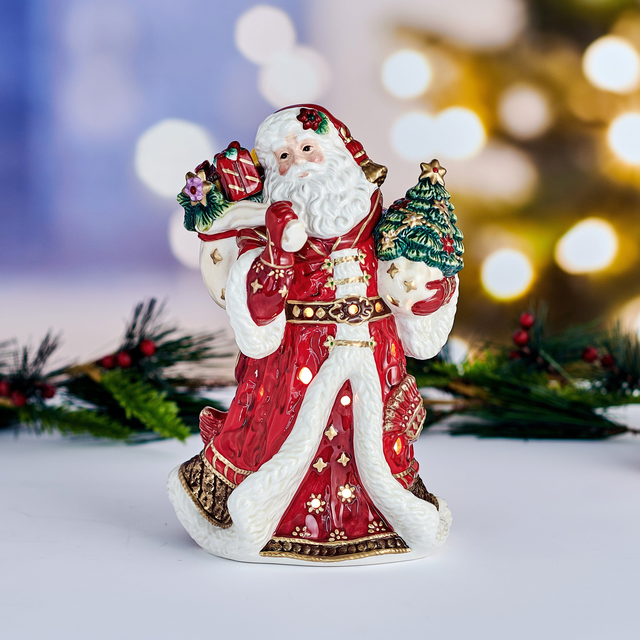 Holiday Luminary Renaissance LED Santa Figurine, 9 IN