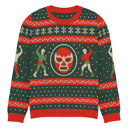 Luchadores Navidad Knitted Crew Neck Sweater