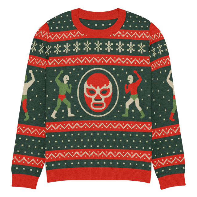 Luchadores Navidad Knitted Crew Neck Sweater