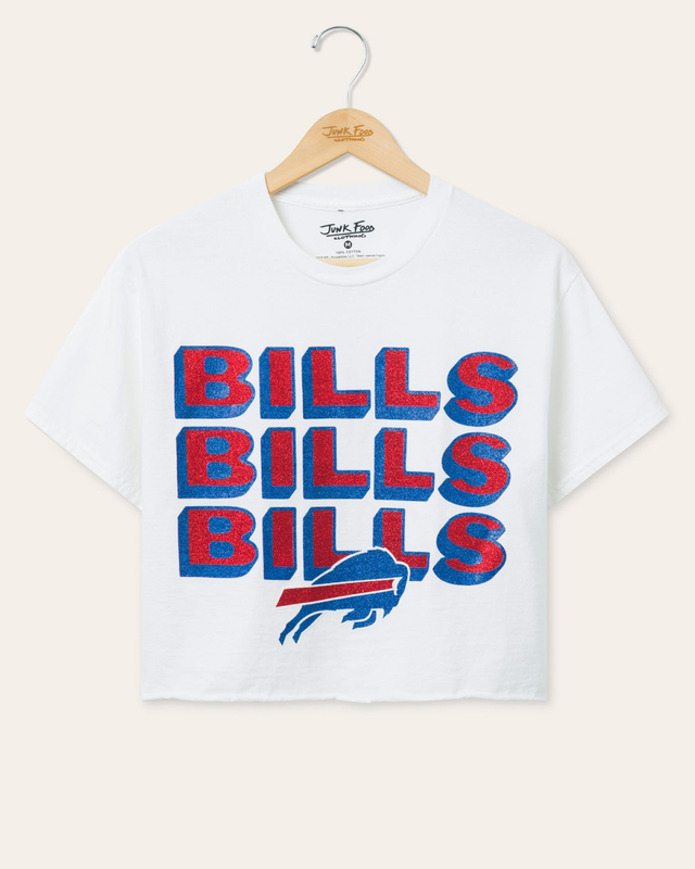 Women's Buffalo Bills Repeat Glitter Flea Market Crop Tee