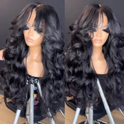 13x4 Lace Loose Body Wave Human Hair Wigs Ocean Wave Lace Front Wigs with Curtain Bangs Full 250% Density Subscriber Exclusive Flash Sale