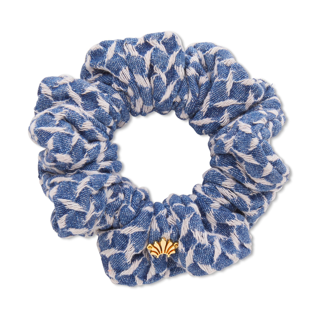 CADET BLUE LATTICE DENIM SCRUNCHIE