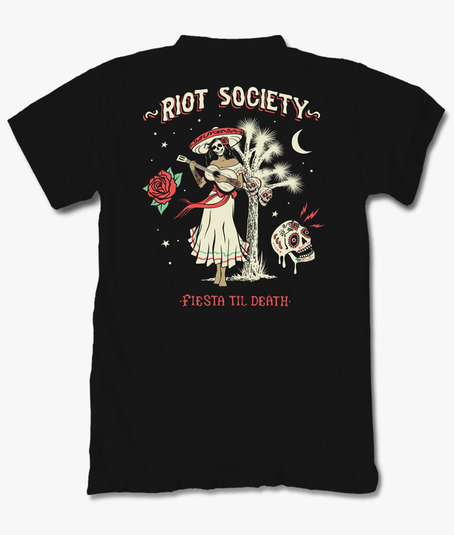 Fiesta Til Death Skull Mens T-Shirt