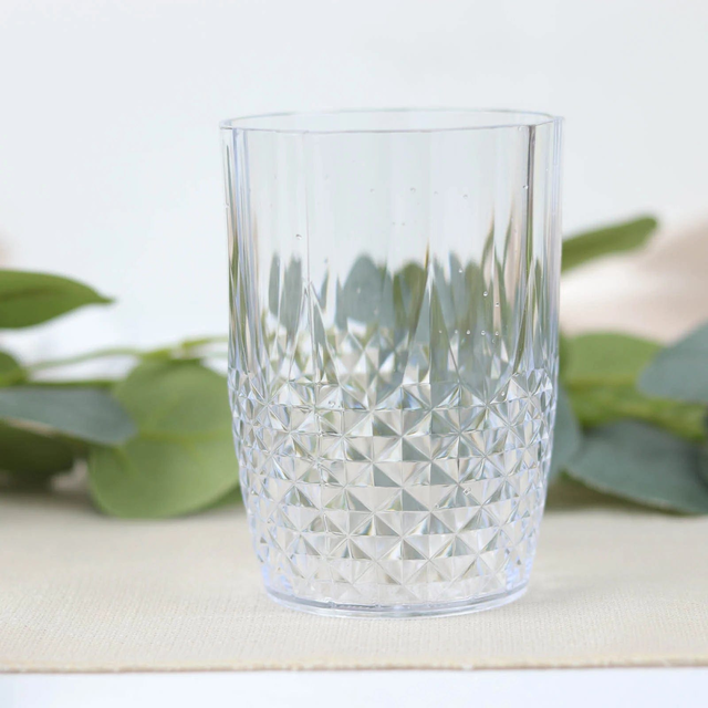 6 Crystal 16 oz Plastic Disposable Drinking Glasses Tumblers