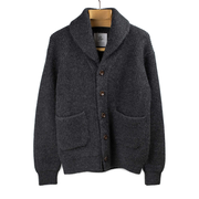 Shawl collar cardigan in charcoal mix baby alpaca and wool