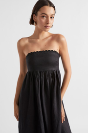 Linen Scallop Midi Dress