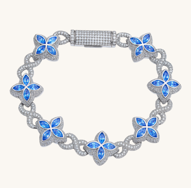 Blue & Silver Clover Infinity Link Bracelet