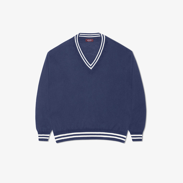 Men's Vintage Club V-Neck Sweater - Navy