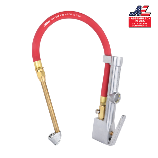 NEW & IMPROVED - s506 Milton® Tire Inflator Gauge with Dual Head Air Chuck 15” Air Hose 10-160 PSI