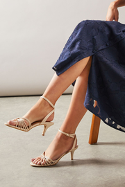 Sugar Faux Leather Twist Strap Kitten Heeled Sandals