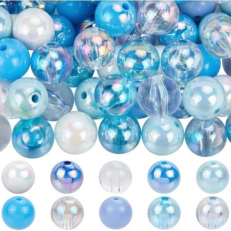 SUNNYCLUE 1 Box 60Pcs 10 Colors 16mm Round Acrylic Beads Bubble Gum Beads Bulk Blue Styles Chunky Plastic Bubblegum Bead for Jewelry Making DIY...