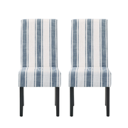Percival Contemporary Upholstered Striped Dining Chairs, Set of 2