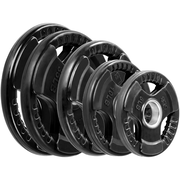 5x SFE Black Rubber Grip Plates + SFE Olympic Weight Plate Storage Rack with Bar Holder (NEW) + SFE 7 Ft Olympic Barbell