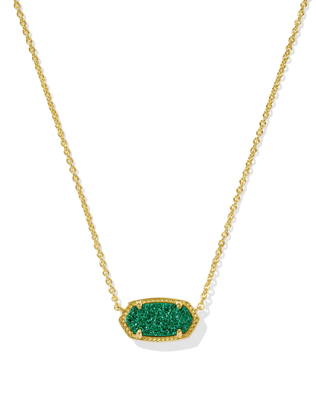 Elisa Pendant Necklace in Emerald Drusy