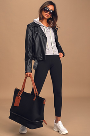 Weekend Traveler Black and Cognac Tote Bag