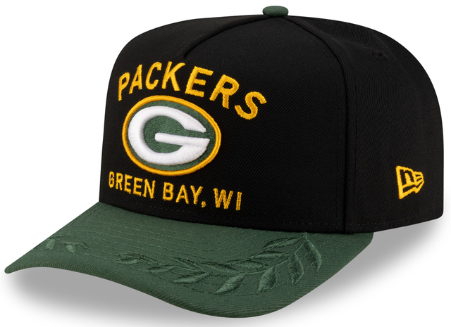 Men's Green Bay Packers New Era 2025 NFL Draft Black A-Frame 9FIFTY Snapback Adjustable Hat