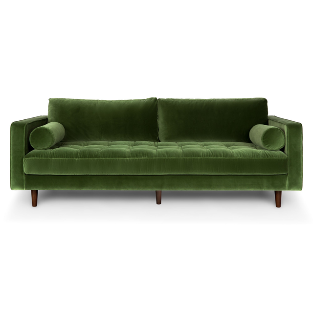 Roma Sofa In Green Velvet 88" Classic Style