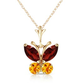 Garnet & Citrine Mariah Butterfly Pendant Necklace in 14k Gold