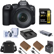Canon EOS R6 Mark II Mirrorless Camera with RF 24-105mm f/4 L IS USM Lens, Bundle with 2x LP-E6NH Battery and 128GB Memory Card