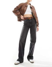 ASOS DESIGN Tall wide leg dad jeans in washed black