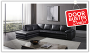 Gio Italia Black Leather L-Shape Sectional Sofa