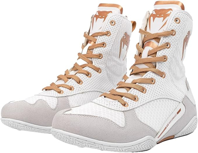 Venum Elite Boxing Shoes - White/Gold