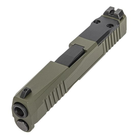 PSA Dagger Micro Complete Slide Assembly w/ Non-Threaded Barrel - Shield Cut, Sniper Green