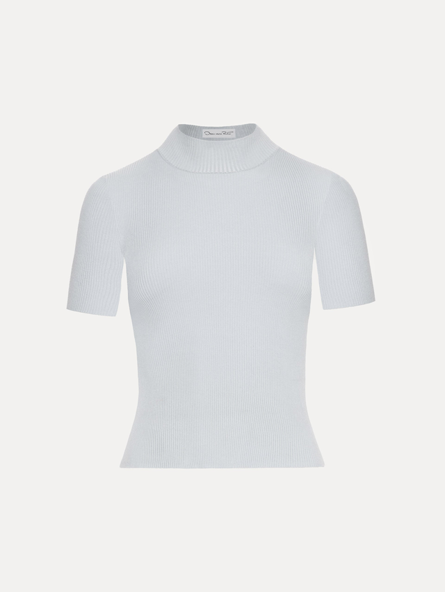 Short Sleeve Mock Neck Ribbed Pullover