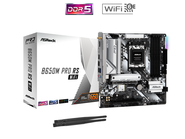 ASRock B650M Pro RS WiFi AM5 AMD B650 SATA 6Gb/s Micro ATX Motherboard
