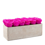 Gray Slate Centerpiece with Neon Pink Roses