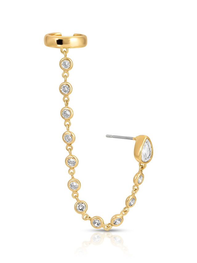 Ear Cuff Crystal Chain Stud