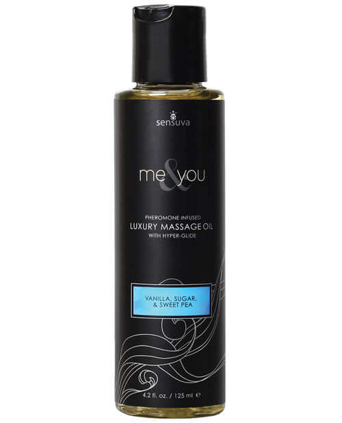 Me & You Pheromone-Infused Luxury Massage Oil 4.2 Oz - Indulge in Sensual Vanilla Sugar Sweet Pea Bliss